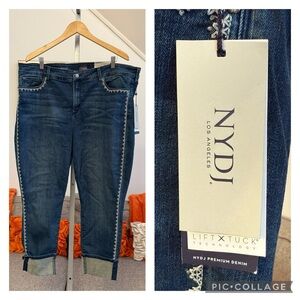 ❣️🆕 NYDJ Women's Alina Wide Cuff Embroidered Trim Jeans❣️